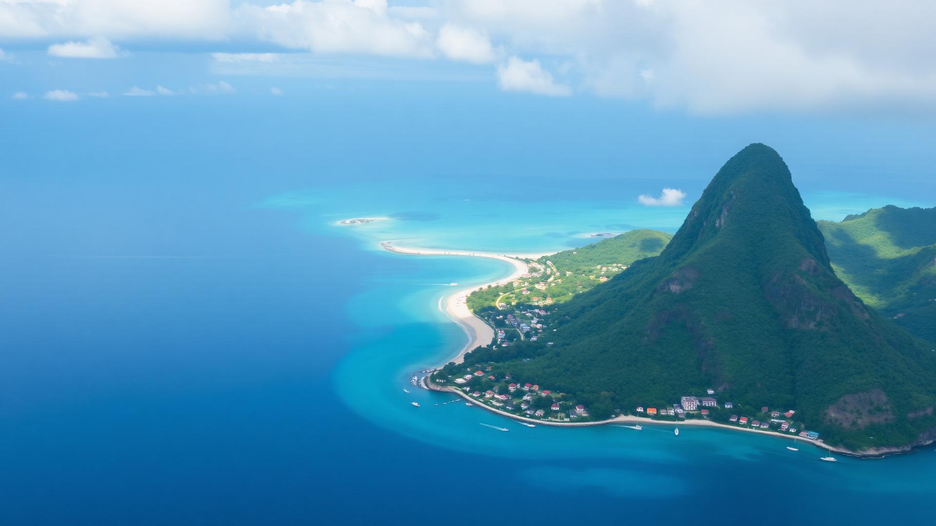 Aerial view of Saint Lucia coast